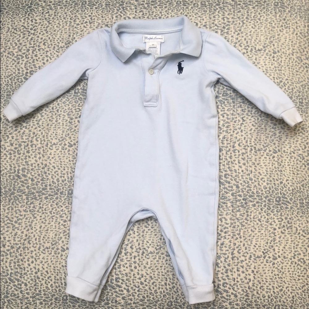 Ralph Lauren baby light blue collared coverall